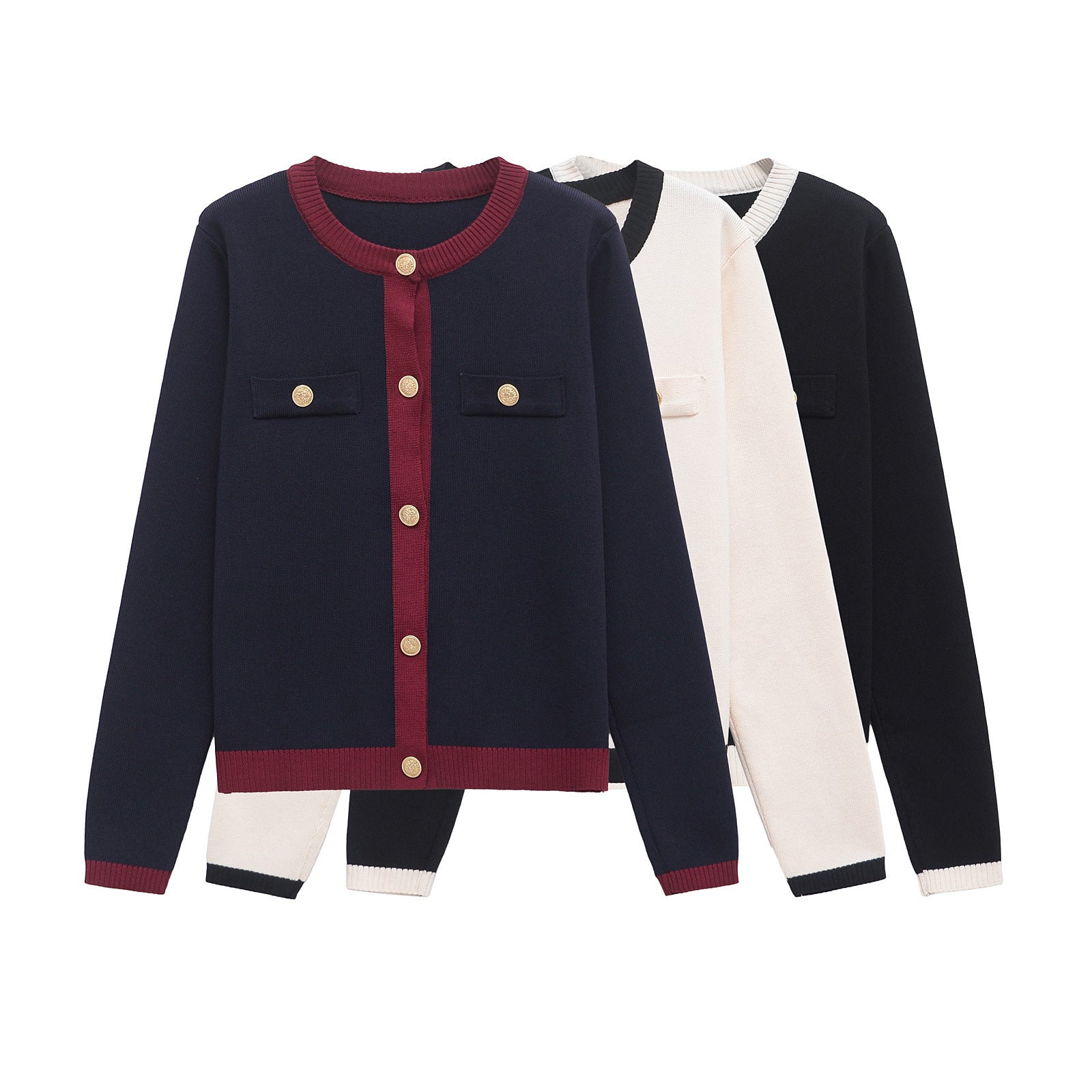 Spring and autumn fashion versatile new product temperament breasted knitted jacket