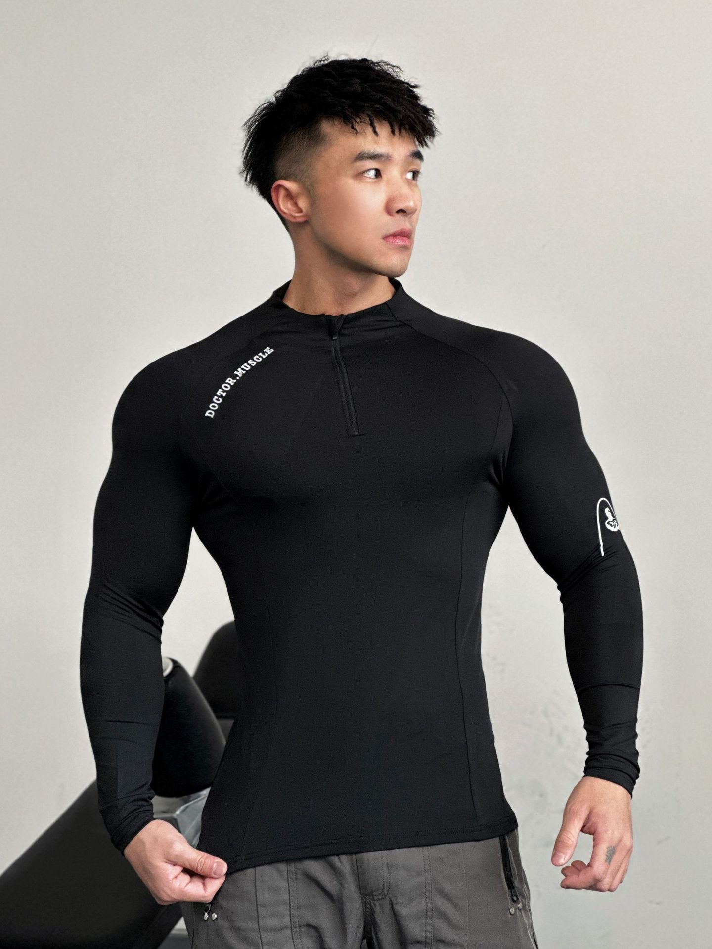 Tech Series Sport Fitness Wear Cycling Jersey Men's Running Long Sleeve Compression Shirt High Elastic Quick-Dry Top Training
