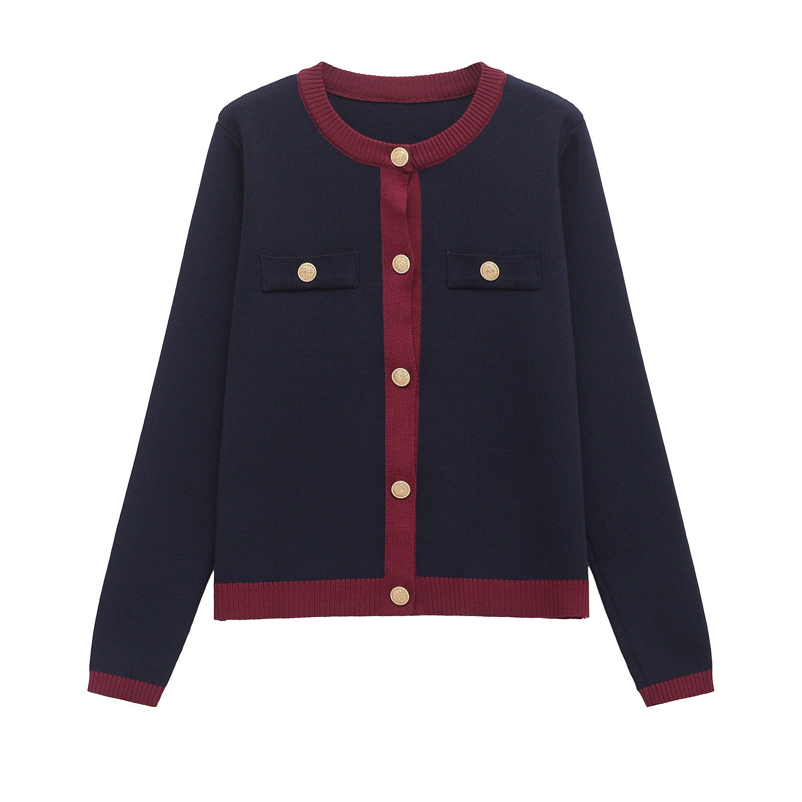 Spring and autumn fashion versatile new product temperament breasted knitted jacket
