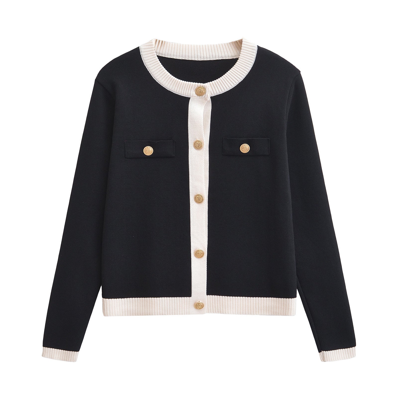 Spring and autumn fashion versatile new product temperament breasted knitted jacket