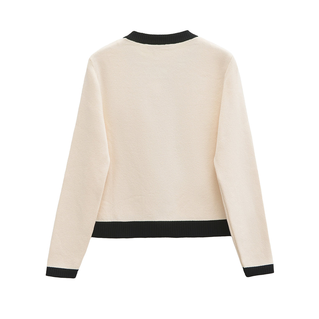 Spring and autumn fashion versatile new product temperament breasted knitted jacket