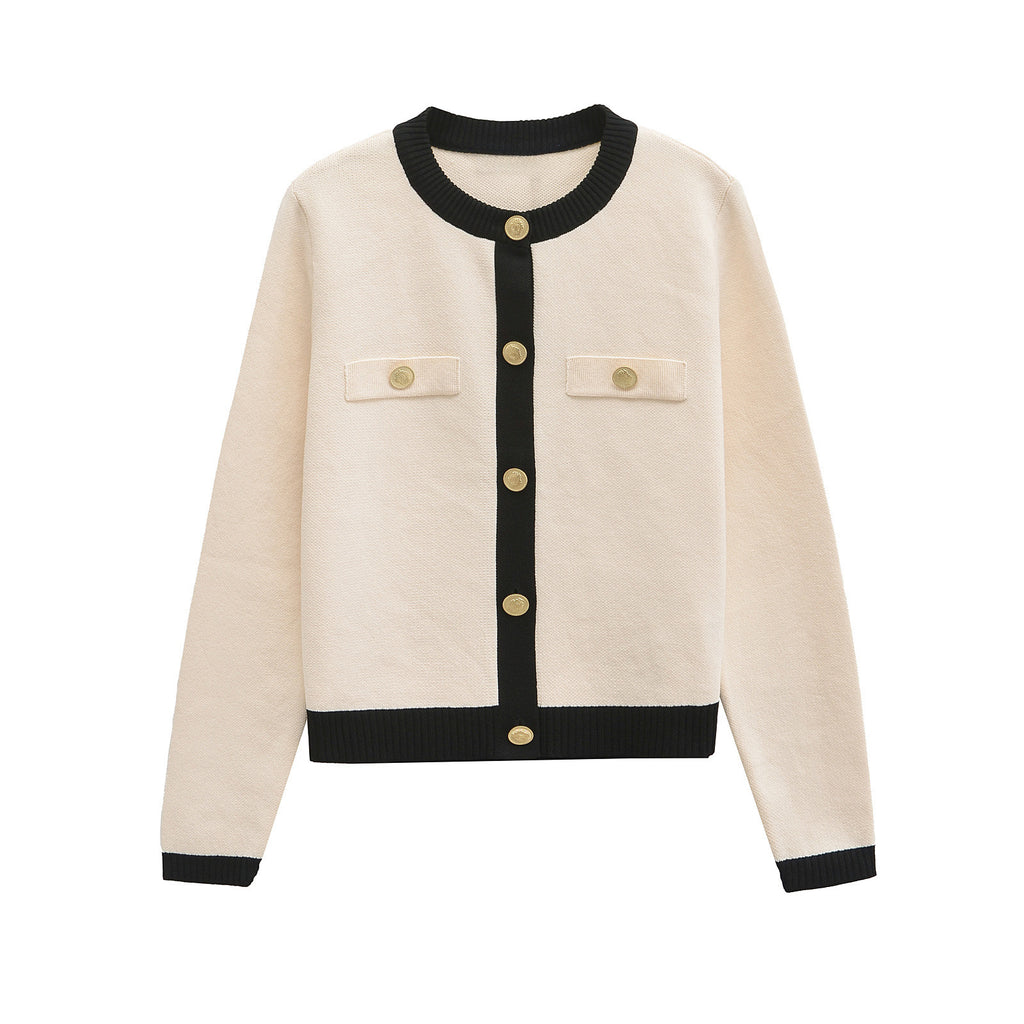 Spring and autumn fashion versatile new product temperament breasted knitted jacket